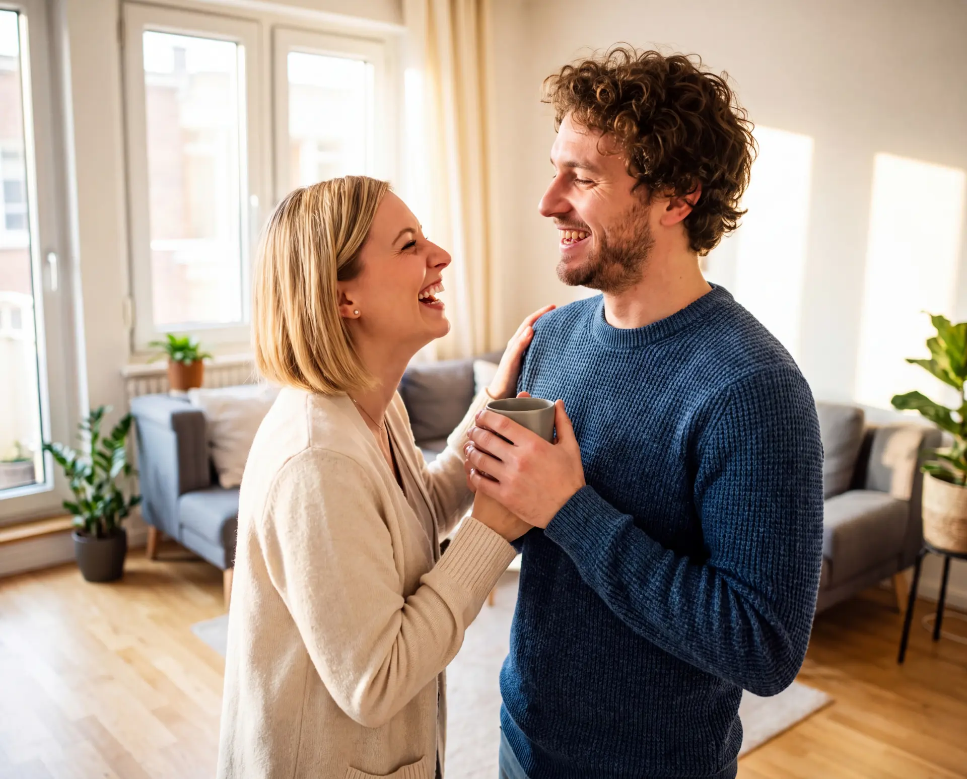 Junges Paar in der gemeinsamen Wohnung