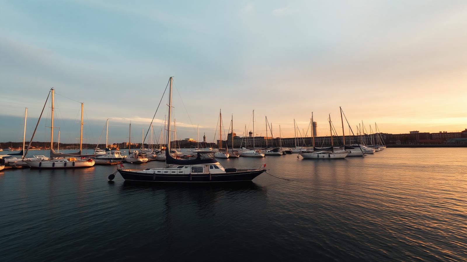 Hafen von Kiel im Abendlicht